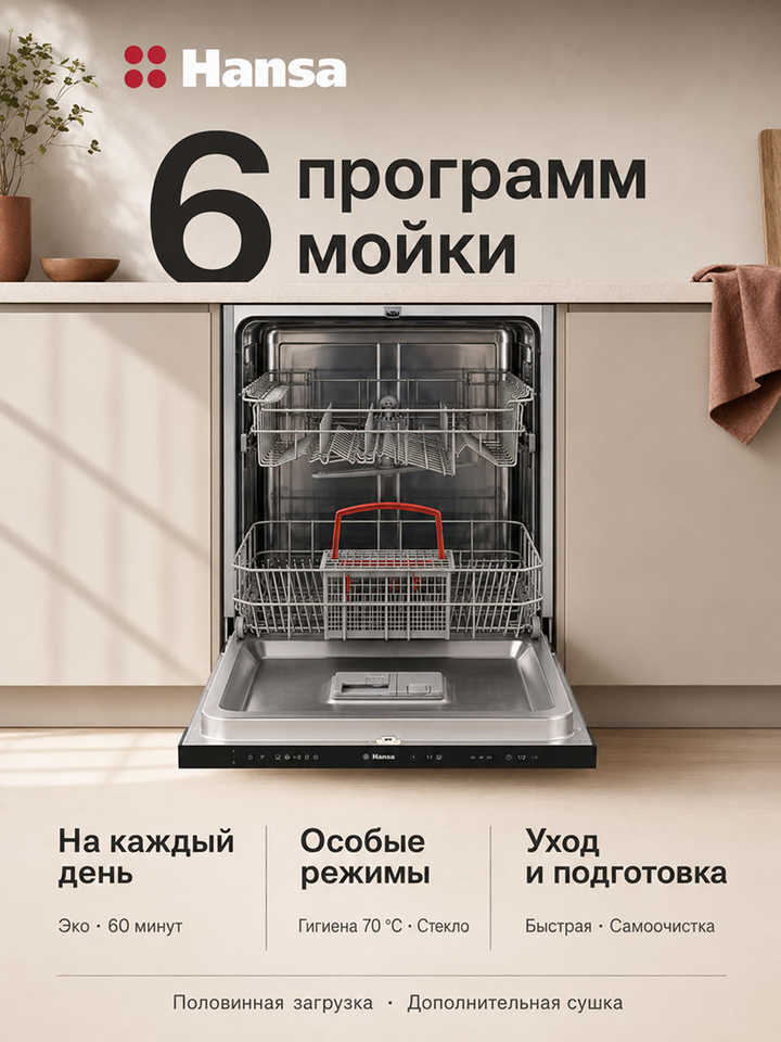 Встраиваемая посудомоечная машина Hansa ZIM606PL, 60 см