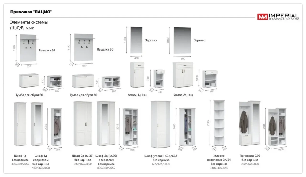 Прихожая Лацио Шкаф 1Д ЛВ Белое дерево