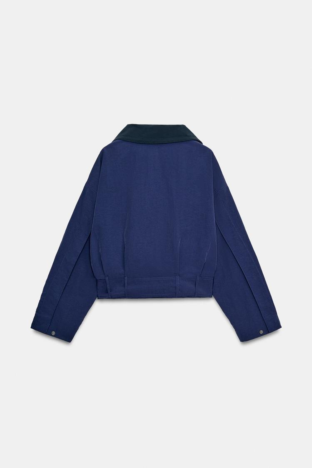 ZARA УКОРОЧЕННАЯ КУРТКА С ПОЯСОМ — ZW COLLECTION, МОРСКОЙ СИНИЙ
