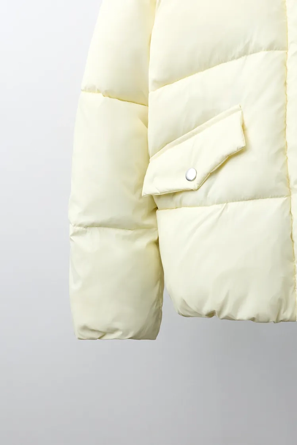ZARA СТЕГАНАЯ КУРТКА WATER-REPELLENT С КАПЮШОНОМ, ЦВЕТ СЛИВОЧНОГО МАСЛА