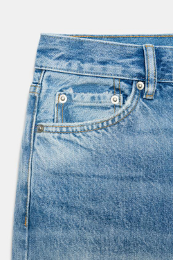 ZARA ДЖИНСЫ ZW COLLECTION ПРЯМОГО КРОЯ СО СРЕДНЕЙ ПОСАДКОЙ, ВЫЦВЕТШИЙ СИНИЙ