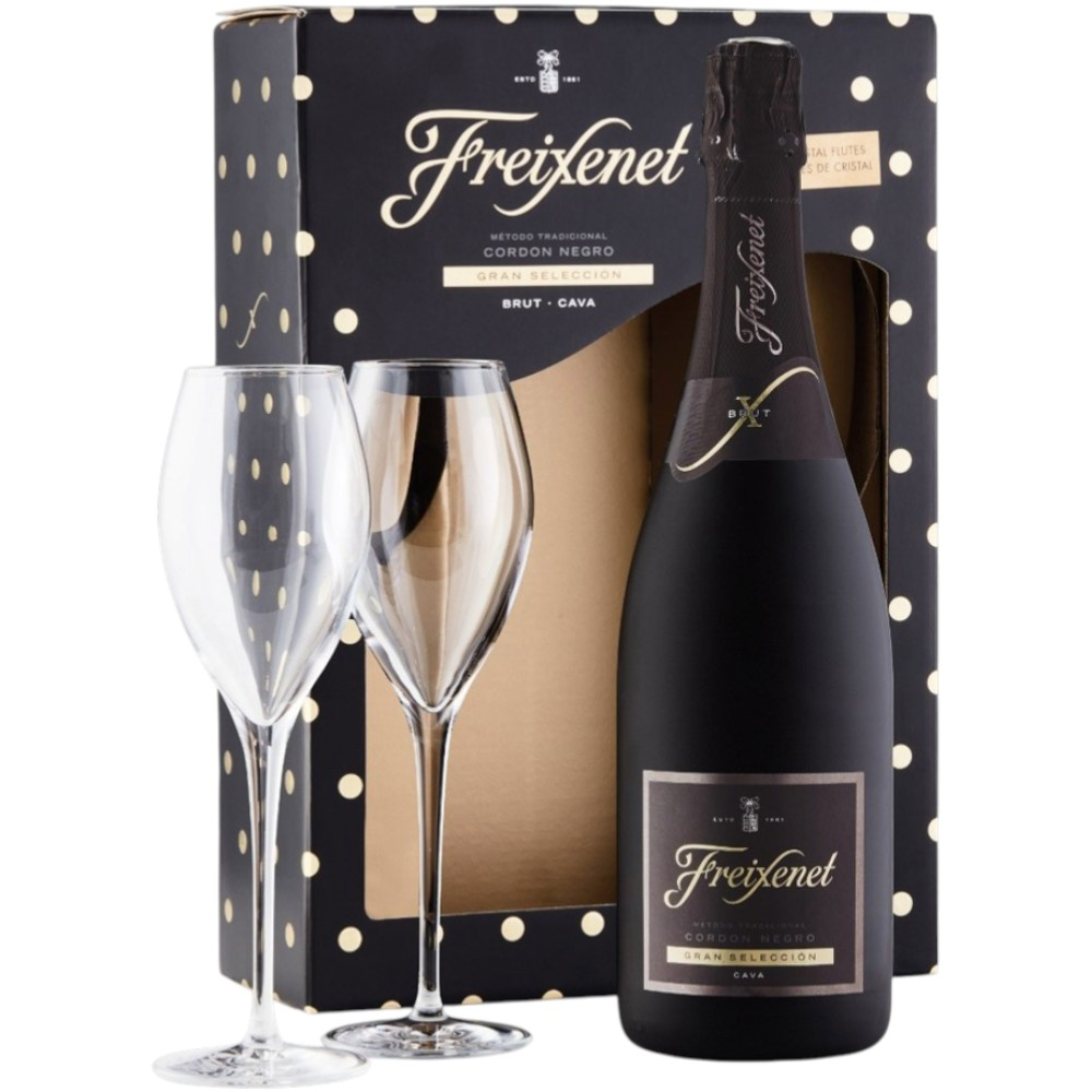 Игристое вино Freixenet Cordon Negro Magic Moment 0,75 л. В подарочной упаковке с 2 бокалами