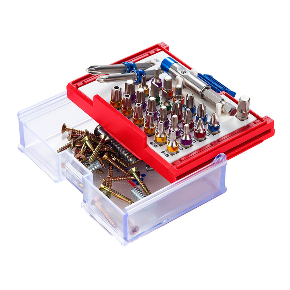 Набор вставок (бит) 1/4", TORX, HEX, Pozidriv, Phillips, Slotted, 28 предметов МАСТАК 058-11028C