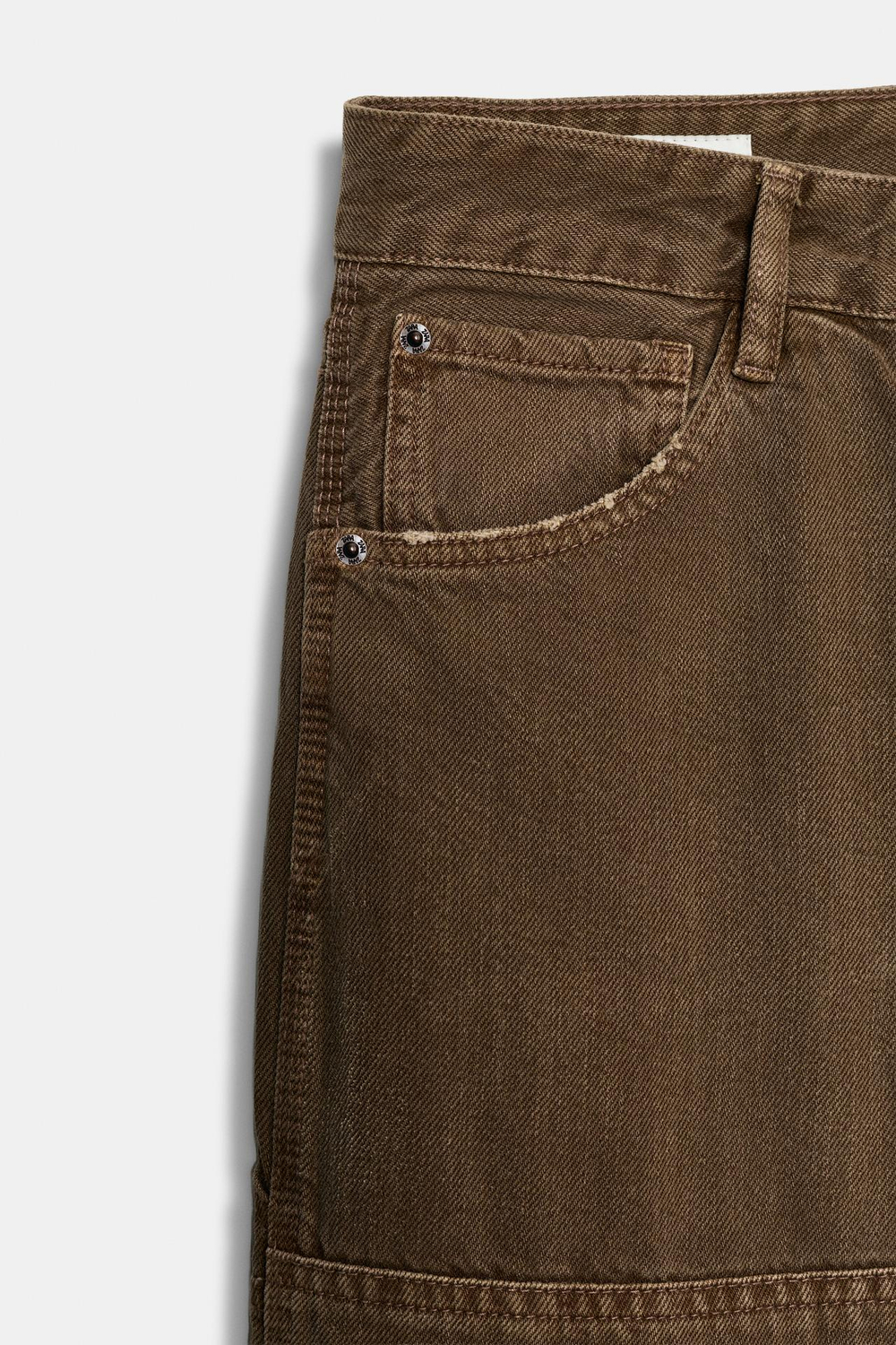ZARA ДЖИНСЫ TRF STRAIGHT С НИЗКОЙ ПОСАДКОЙ, КОРИЧНЕВЫЙ