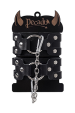 Оковы BDSM с двумя ремешками натуральная кожа чёрные