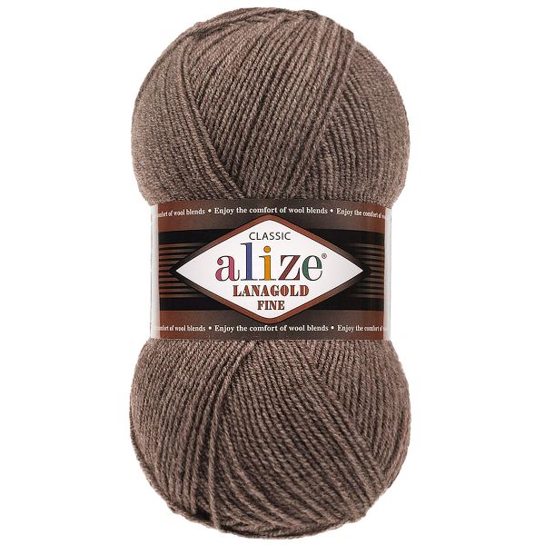 Пряжа Alize (Ализе) Lana Gold Fine / уп.5 мот. по 100 г, 390м, 240 коричневый меланж A