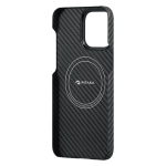 Чехол из арамидного волокна с поддержкой MagSafe PITAKA MagEZ Case 4 600D для iPhone 15 Pro, Black / Grey Twill (Cаржевое переплетение)