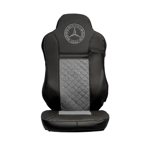 Чехлы Mercedes AXOR после 2014 года Высокие сиденья (экокожа, черный, серая вставка)