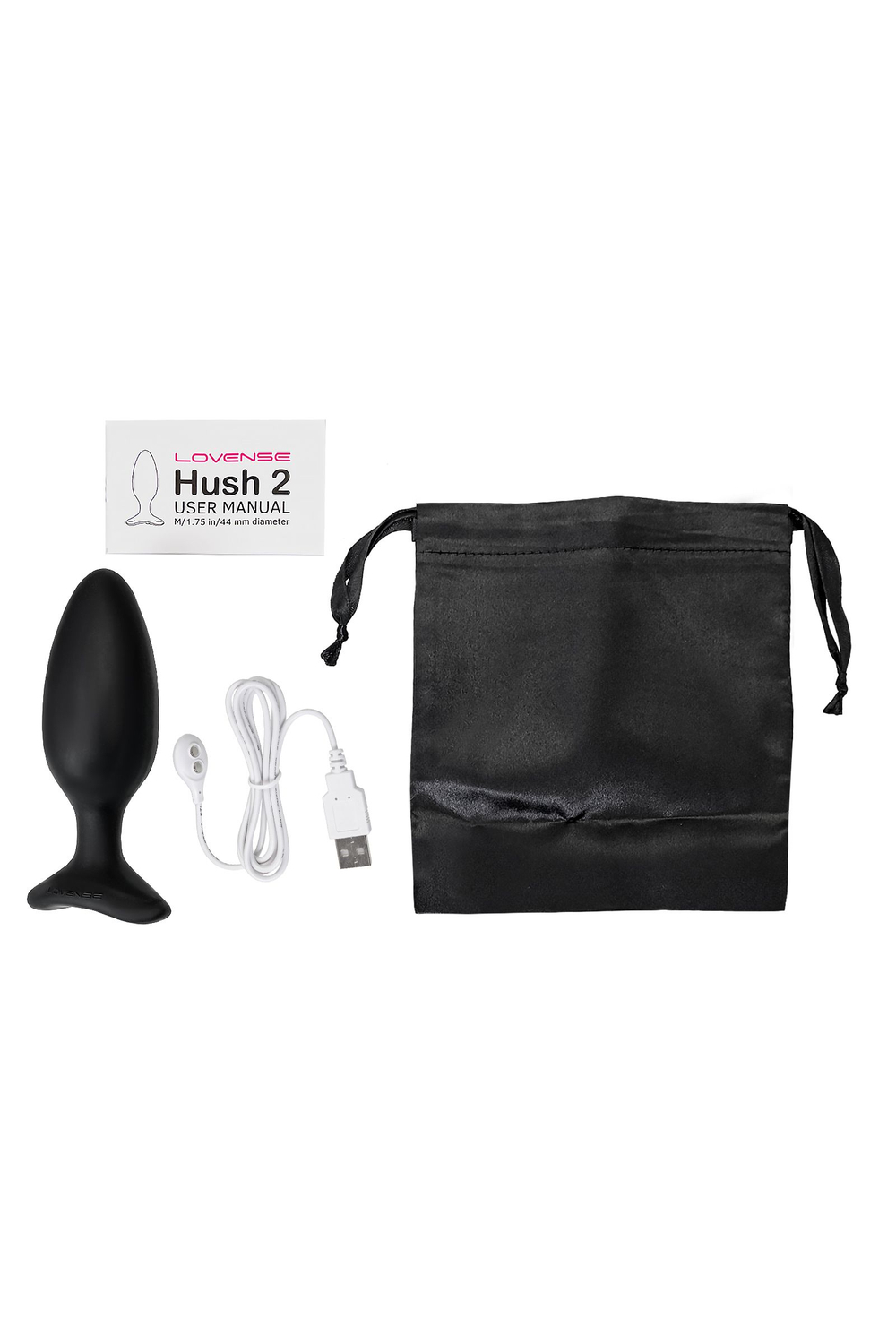 Черная анальная втулка LOVENSE Hush 2 (M) - 13,5 см. (Цвет: черный)