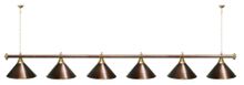 Лампа STARTBILLIARDS 6 пл. (плафоны антик медь,штанга зеленая,фурнитура золото)