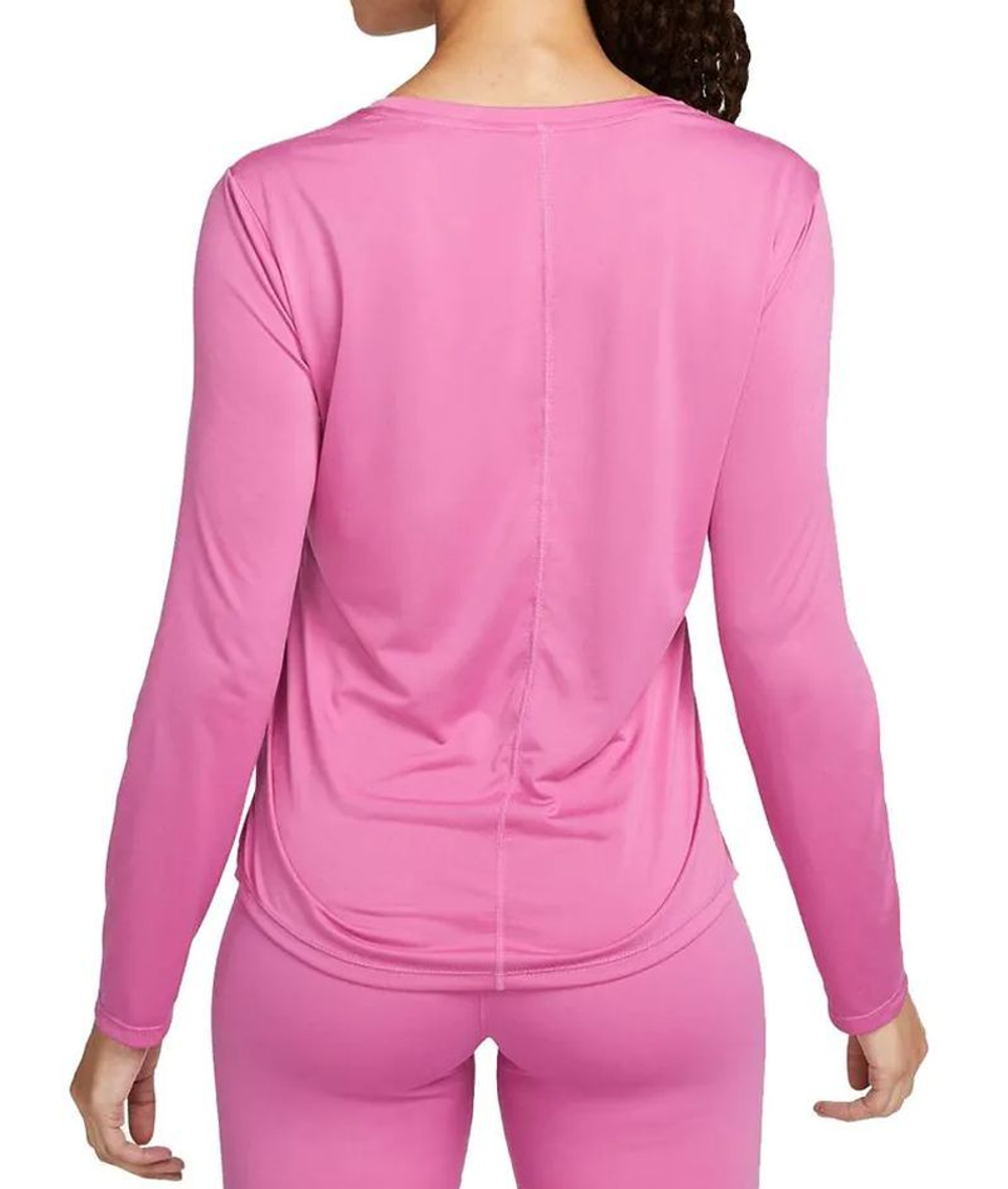 Женская теннисная футболка (dł. Рукава) Nike Dri-FIT One Standard Fit Top - cosmic fuchsia/white