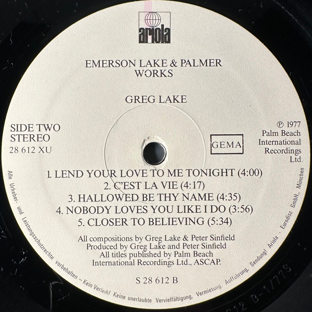 Emerson Lake & Palmer - Works (Volume 1) 2LP (Германия 1977г.)