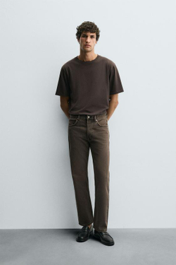 ZARA ДЖИНСЫ STRAIGHT FIT REGULAR, КОРИЧНЕВЫЙ