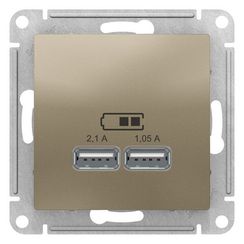 Розетка USB Systeme Electric ATLASDESIGN двойная 2100мА шампань 38176