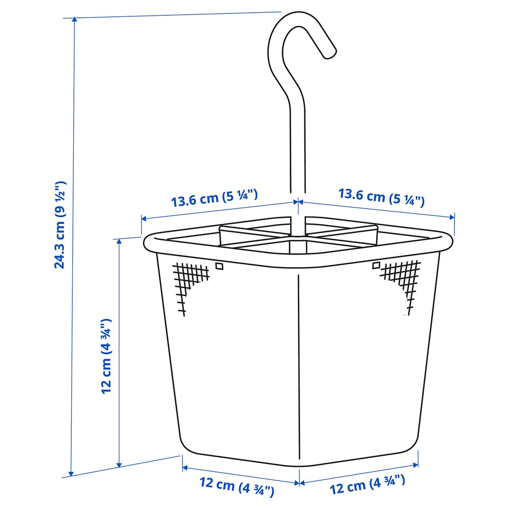 IKEA UPPDATERA  (ИКЕА УППДАТЕРА)  -  Контейнер для приборов - антрацитовый 12x12 см