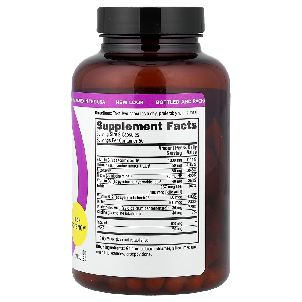 Twinlab, Stress B-Complex, капсулы, 100 капсул