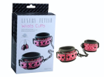 Розово-чёрные кожаные наручники Wrists Cuffs с геометрическим узором (Цвет: розовый с черным)
