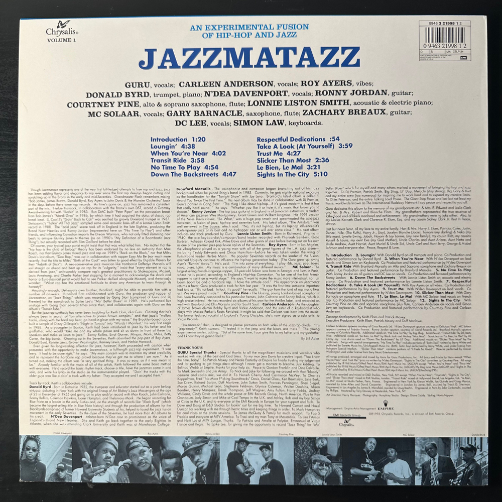 Guru ‎– Jazzmatazz (Volume 1) Европа