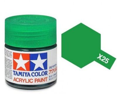 X-25 Краска Tamiya, Прозрачный Зеленый (Clear Green), акрил 10мл