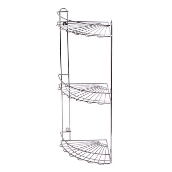 Полка для ванной 3-ярусная угловая Besser BS 0184 (20х20х59 см) из хромированной стали