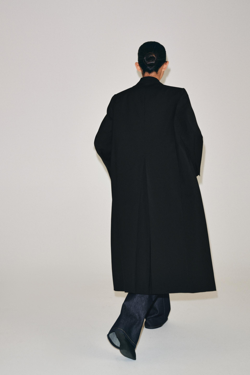 ZARA ДЛИННОЕ ПАЛЬТО ИЗ 100% ШЕРСТИ — ZW COLLECTION, ЧЕРНЫЙ