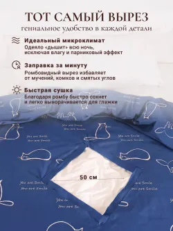 Пододеяльник с ромбом 145х215 см перкаль Котики