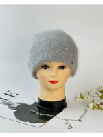 шапка зимняя вязаная ангора с пайетками