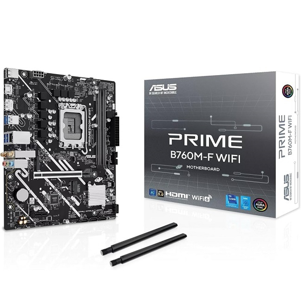 Материнская плата ASUS PRIME B760M-F WIFI (LGA1700/B760/2xDDR5/PCI-Ex16/2xM.2/SB7.1/GLAN/Wi-Fi/BT/DisplayPort/HDMI/mATX)