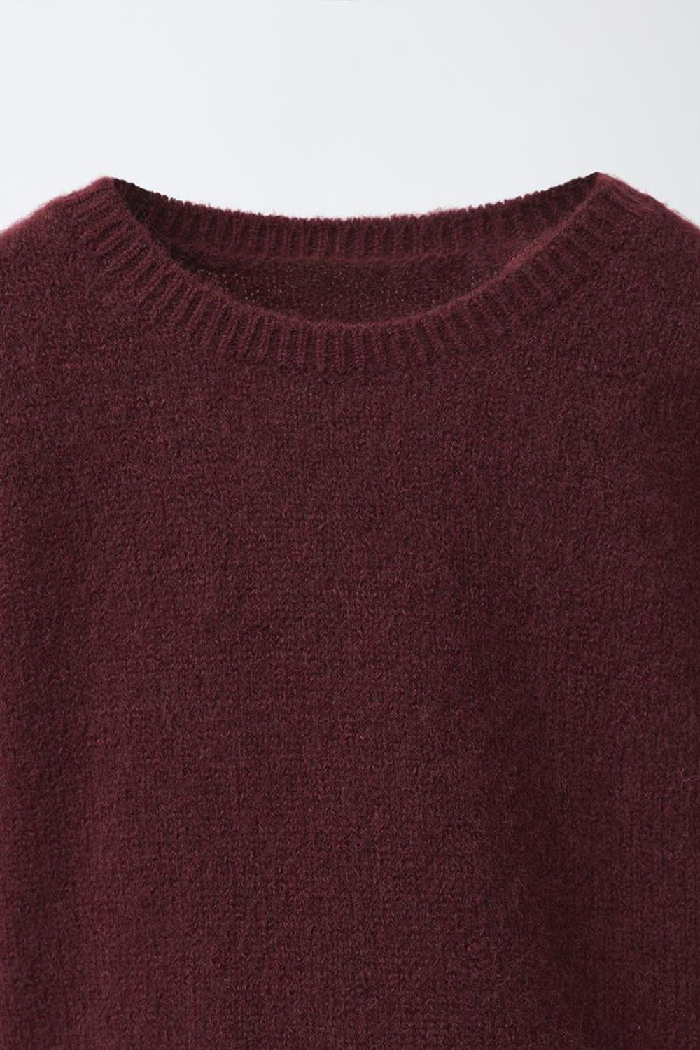 ZARA СВИТЕР С ОБОРКАМИ, БУРГУНДИ