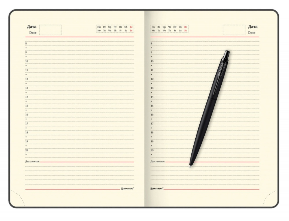 Подарочный набор: Шариковая ручка Parker  Jotter XL SE20 Monochrome в подарочной упаковке, цвет: Black, стержень: Mblue и Ежедневник недатированный А5