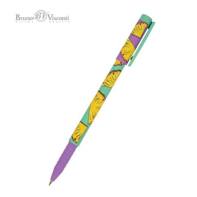 Ручка шариковая 0.5 мм, синяя "FunWrite. Fresh & fruiti. Ананас" (Bruno Visconti)
