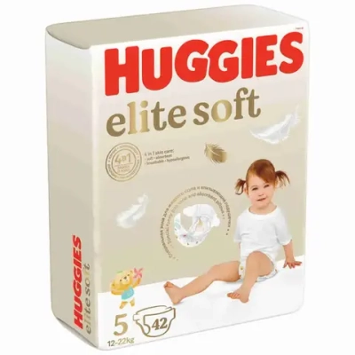 Детские подгузники Huggies Elite Soft размер 5 42 шт. 12-22 кг.
