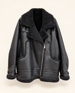 Женская дублёнка-косуха Saint Laurent из овчины — чёрная