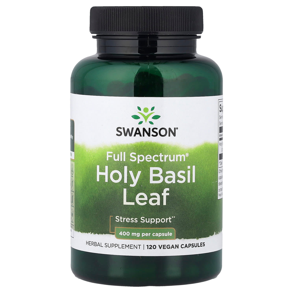 Swanson Vitamins, Full Spectrum®, листья базилика священного, 400 мг, 120 веганских капсул