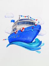 Боди с коротким рукавом "Корабль в волнах"