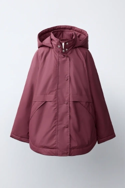 ZARA ПРОРЕЗИНЕННЫЙ ДОЖДЕВИК WATER RESISTANT, КЛУБНИЧНЫЙ
