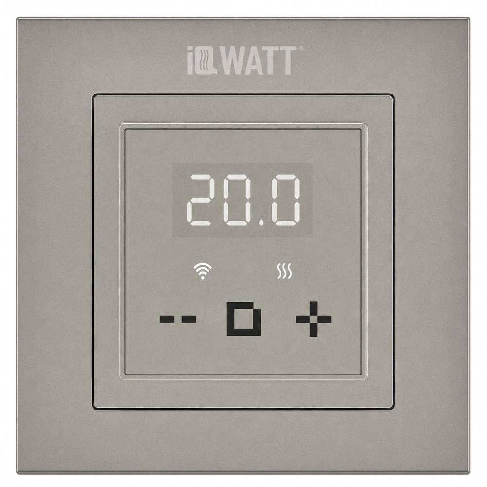 Регулятор температуры пола и воздуха IQWATT 400426 16А 220В, программируемый, шампань, Wi-Fi, 45х45 (55х55) мм, IQ D