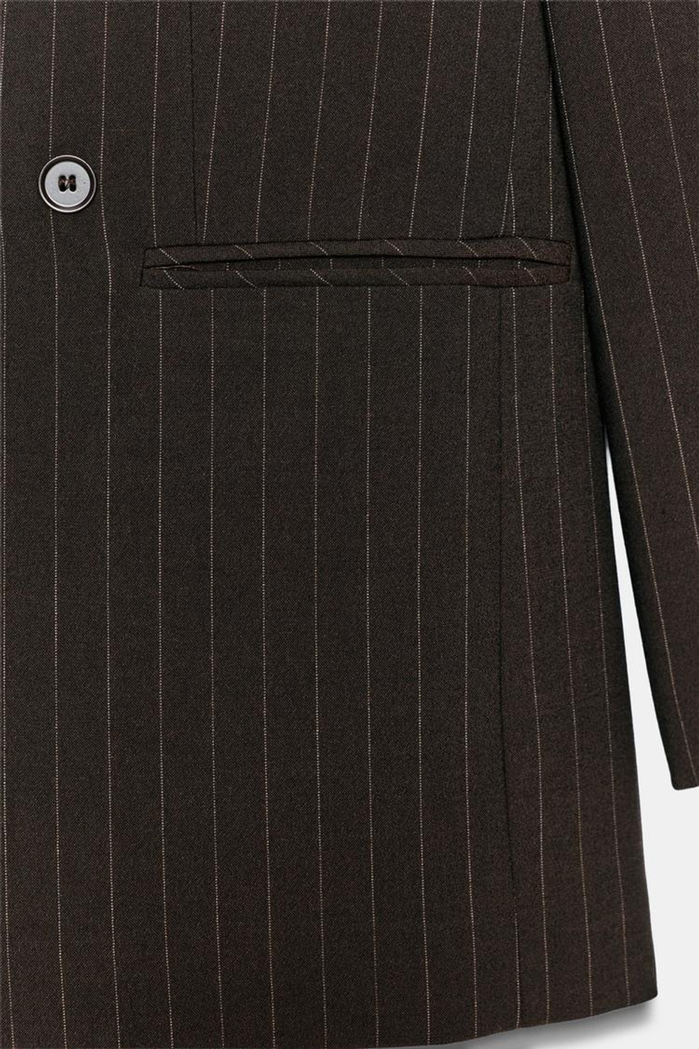 ZARA БЛЕЙЗЕР ОВЕРСАЙЗ В ПОЛОСКУ, КОРИЧНЕВЫЙ
