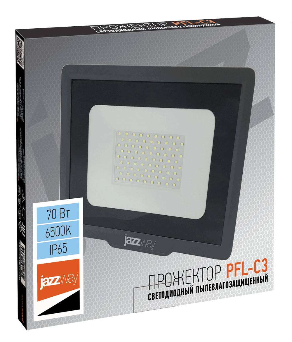 Прожектор светодиод. Jazzway PFL-C3 70Вт 6500К 6300Лм IP65 244х217х26 черный