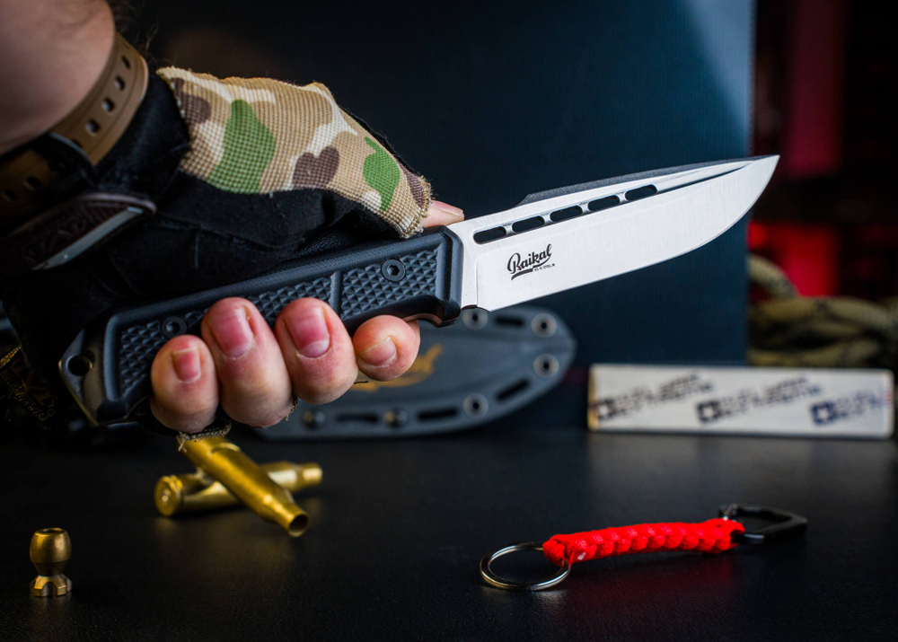 Нож Kizlyar Supreme BAIKAL VG-10 (Cryo) SW G10-BH KS (StoneWash, Black G10 Handle, Kydex Sheath)