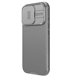 Чехол серого цвета (Titanium Gray) с сдвижной шторкой для камеры от Nillkin для iPhone 16 Pro, серия CamShield Pro Case