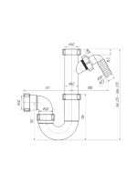 Сифон для кухонной мойки 1 1/2"х40 прямоточный с отводом D1020