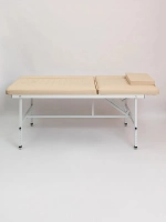 Кушетка стационарная массажная с прошивкой премиум Экокожа Lira Eco cream Masscomplekt 190/70 с регулировкой высоты от производителя с доставкой по России курьером до адреса