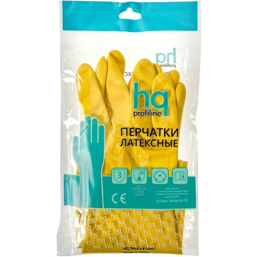 HQ Profiline: Перчатки резиновые M желтые