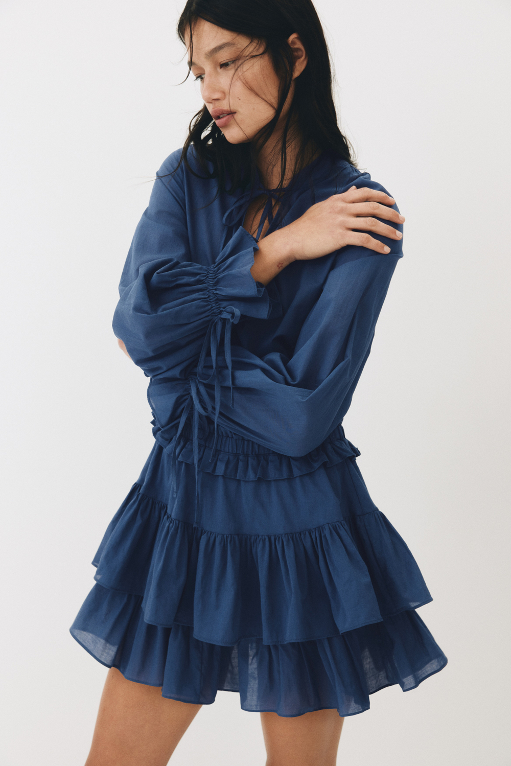Хлопковое платье с воланами - H&M