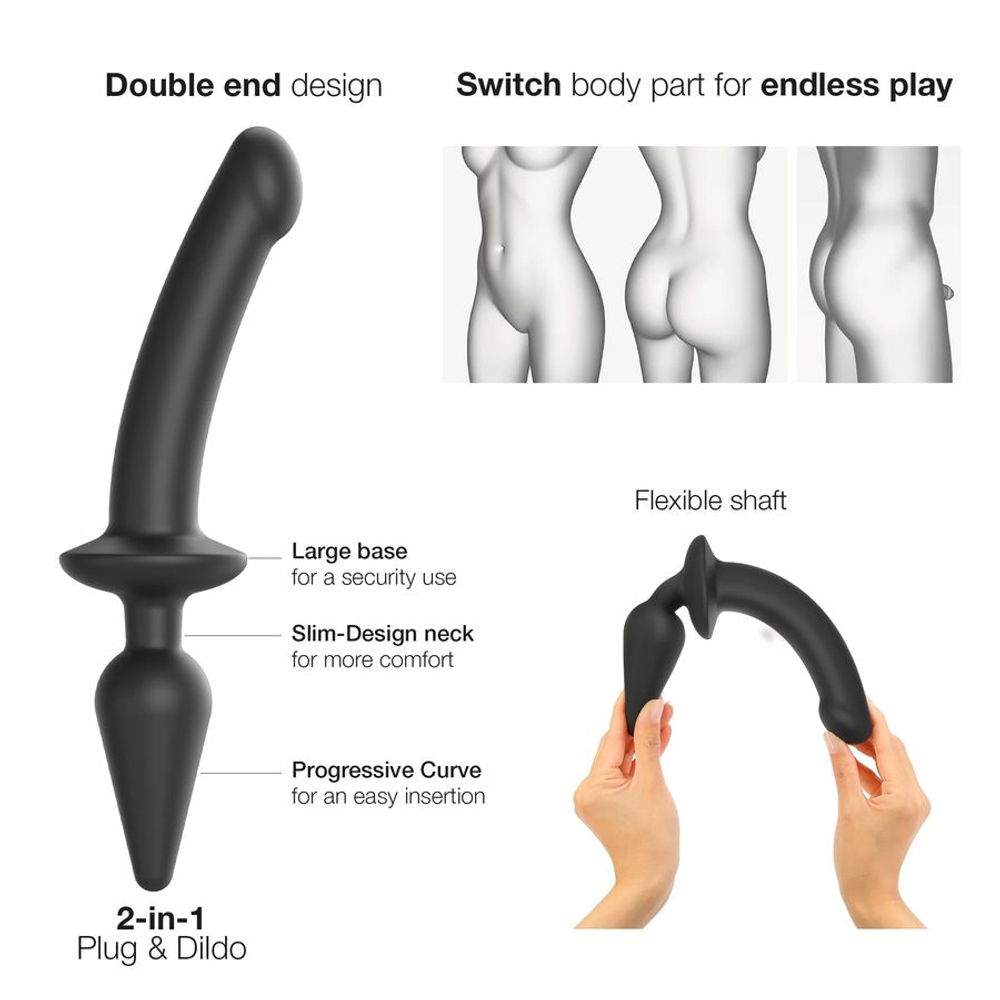 Фаллоимитатор Strap-On-Me Switch Plug-In Semi-Realistic черный L