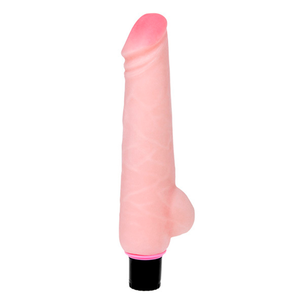 Телесный вибратор 24см с мошонкой и розовой головкой Baile The Realistic Cock BW-027005