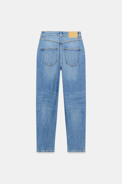 ZARA ДЖИНСЫ Z1975 MOM FIT С ВЫСОКОЙ ПОСАДКОЙ, ВЫЦВЕТШИЙ СИНИЙ