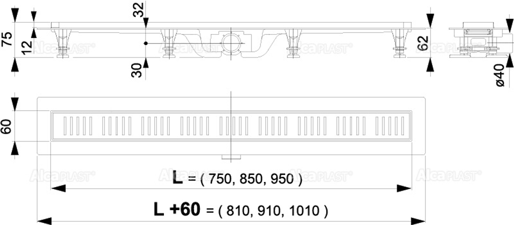 Душевой трап Alcaplast 850 мм APZ10-850M Simple