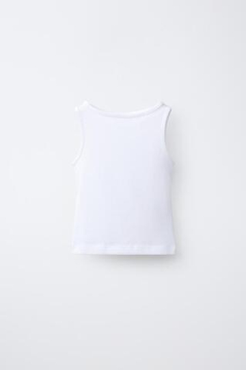 ZARA ОДНОТОННЫЙ ТОП ИЗ МОДАЛА, БЕЛЫЙ